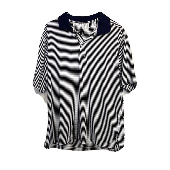 Nat Nast Luxury Originals Men's Striped Navy Button Polo Shirt Size XL - Picture 1 of 4